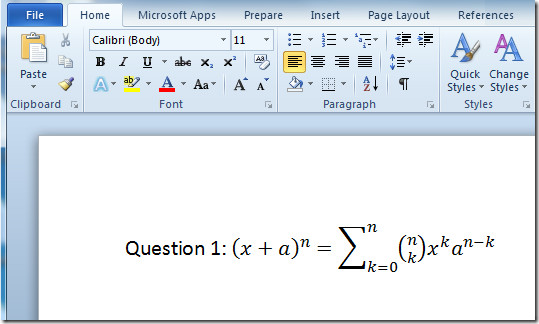 typing a formula in word for mac